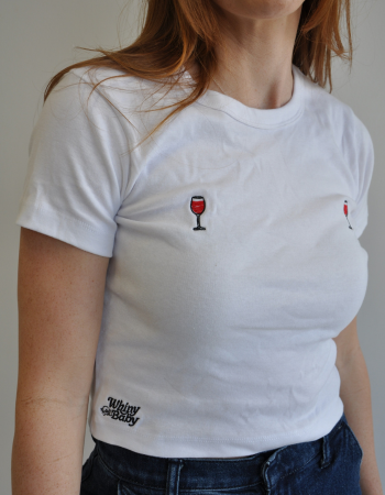 Embroidered Wine Glass Baby Tee