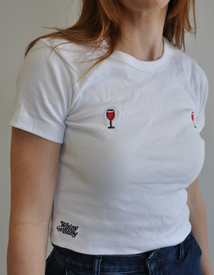 Embroidered Wine Glass Baby Tee